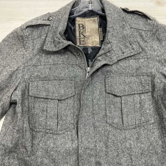 Buckle BKE Jacket Mens Medium Gray Wool Blend Western Cowboy Lined Snap And Zip - Picture 8 of 16